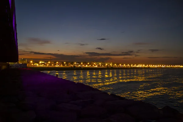 Valencia beach w nocy — Zdjęcie stockowe