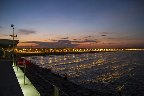 Valencia beach at night — Stock Photo, Image