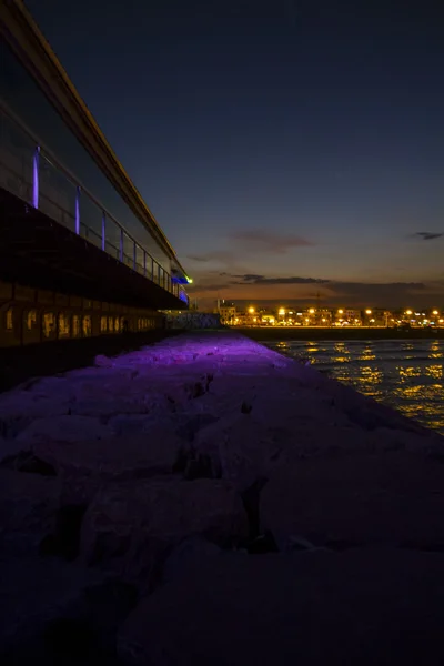 Valencia Strand bei Nacht — Stockfoto