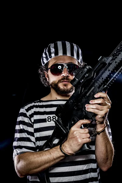 Mann mit Maschinengewehr — Stockfoto