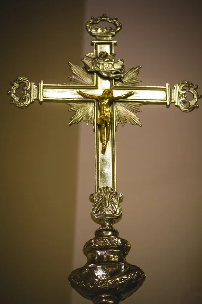 Cross med silver figur Kristi — Stockfoto