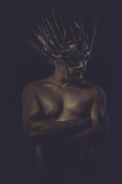 Man met Gouden helm — Stockfoto