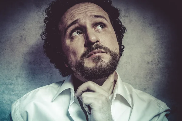 Man in white shirt with funny expressions — Stock Photo, Image