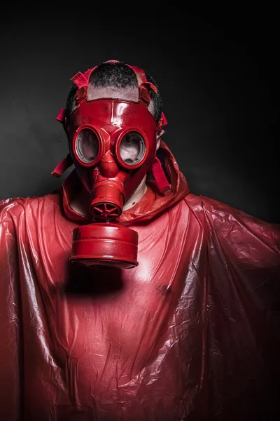 Man with red gas mask — Stock Photo, Image