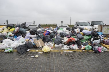 Belediye atık toplama işlemi tarafından grev