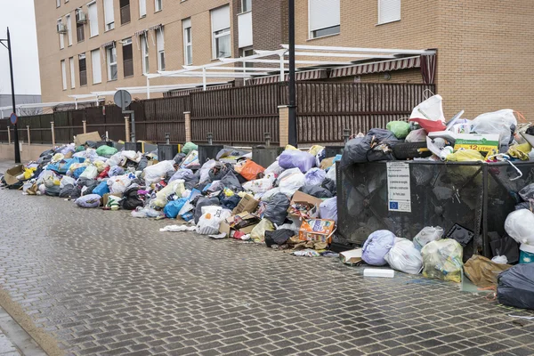 Greve por recolha de resíduos urbanos — Fotografia de Stock