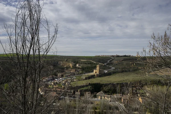 Segovia İspanyol şehir havadan izleme. — Stok fotoğraf