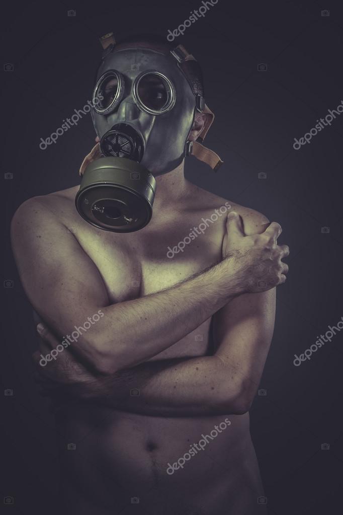 nude gas mask Swingers club vegas