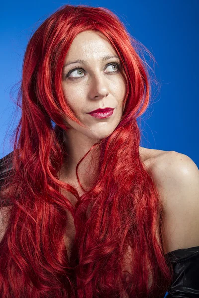 Attractive woman with huge red mane — Stock Photo, Image