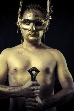 Warrior with helmet and sword
