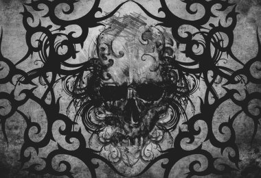 Skull dövme illüstrasyon