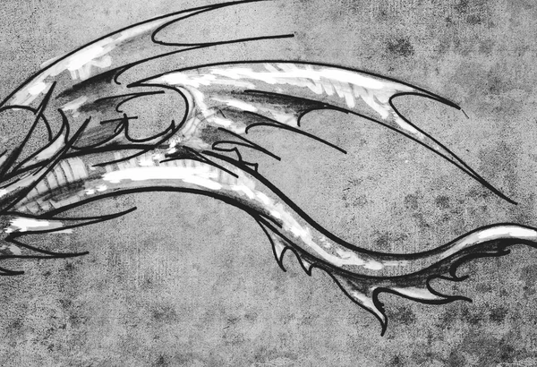 Стильный декоративный дракон на винтажной бумаге — стоковое фото