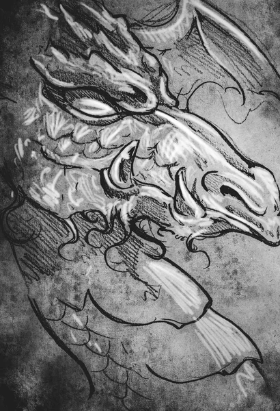 Δράκος τατουάζ εικονογράφηση — Φωτογραφία Αρχείου
