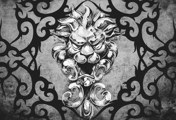 Tribal gargoyle tatuering illustration — Stockfoto