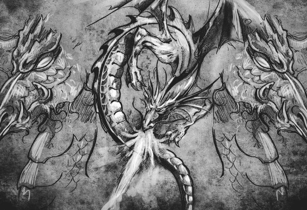 Illustration de tatouage Dragon Lizzard — Photo