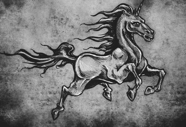 Caballo con alas, ilustración del tatuaje del unicornio —  Fotos de Stock