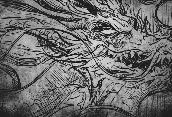 Drachen-Tatoo-Illustration — Stockfoto