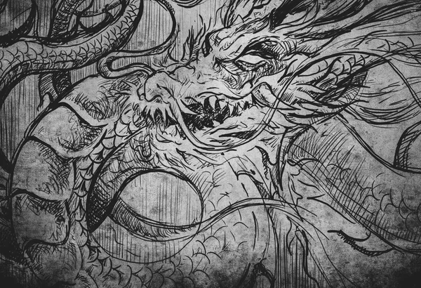 Японський дракон татуювання ілюстрація — стокове фото