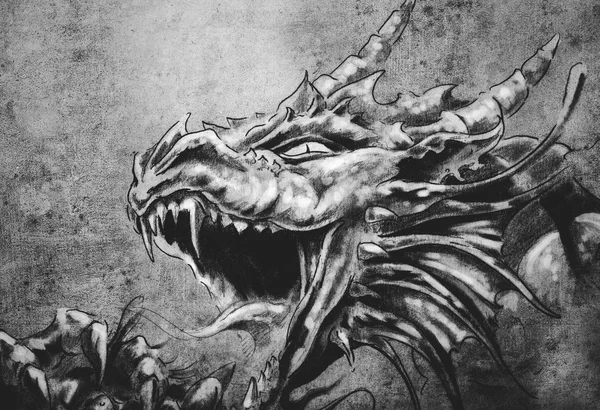 Ilska medeltida dragon tattoo illustration — Stockfoto