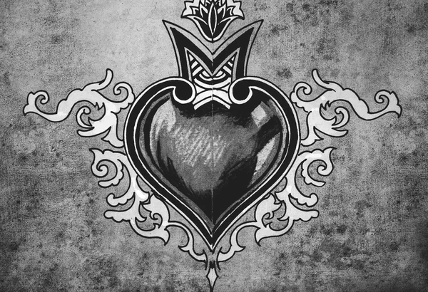 San Valentino con l'illustrazione del tatuaggio del cuore — Foto Stock