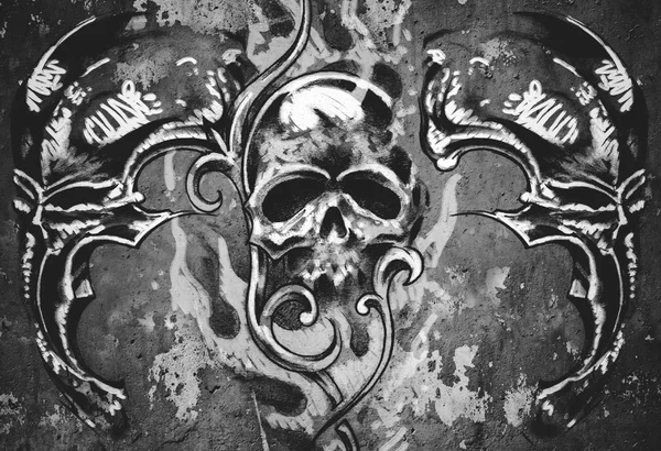 3 crânes illustration de tatouage — Photo