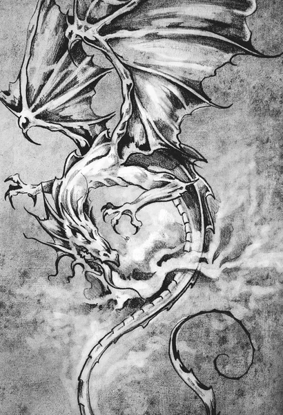 Klassiska dragon illustration — Stockfoto