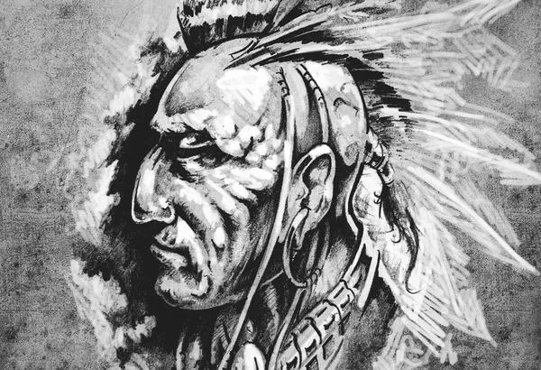 American Indian Chief illustration på vint — Stockfoto