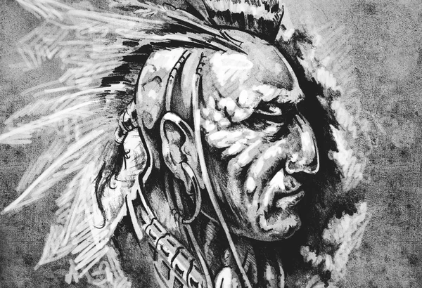 American Indian Chief illustration on vint — Stock Photo, Image