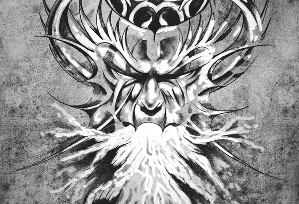 Maskę potwora z białym ogniem — Zdjęcie stockowe