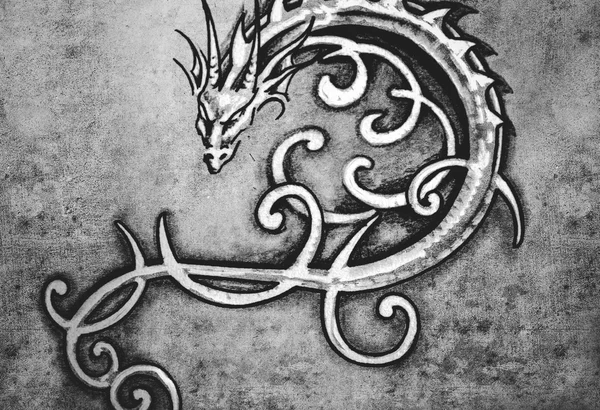 Decorative dragon on vintage paper — Stock Photo, Image