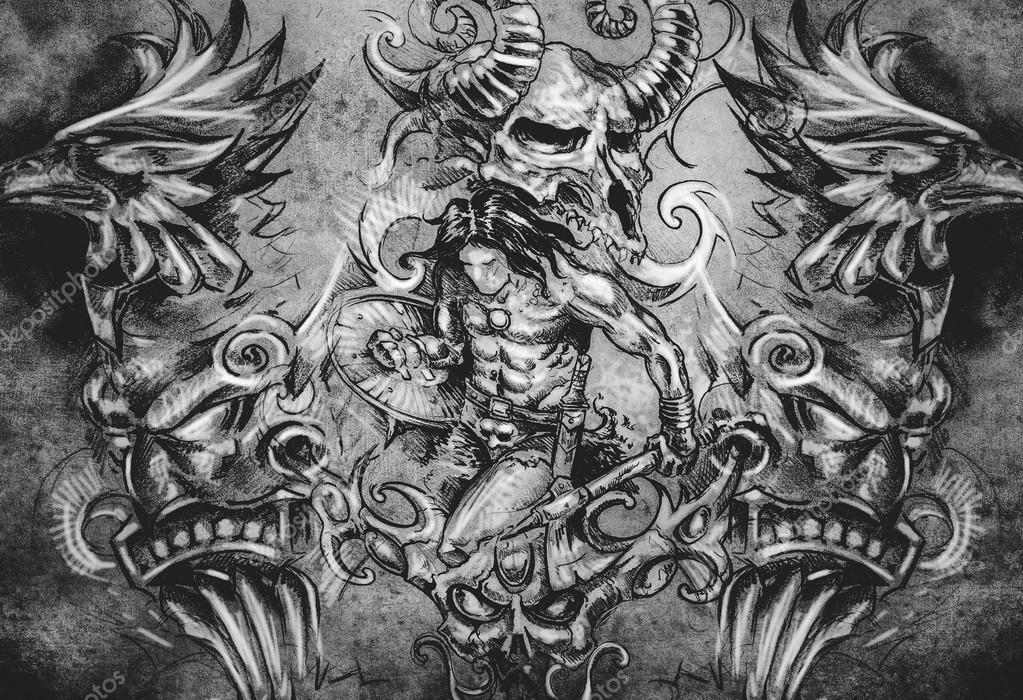 Ancient warrior tattoo illustration Stock Photo by ©outsiderzone 80289170 Ancient warrior tattoo illustration Stock Photo by ©outsiderzone 80289170