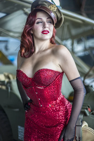 Captain, beautiful woman with pinup style of the Second World Wa