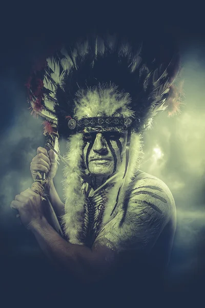 With feather headdress — Stock Photo, Image