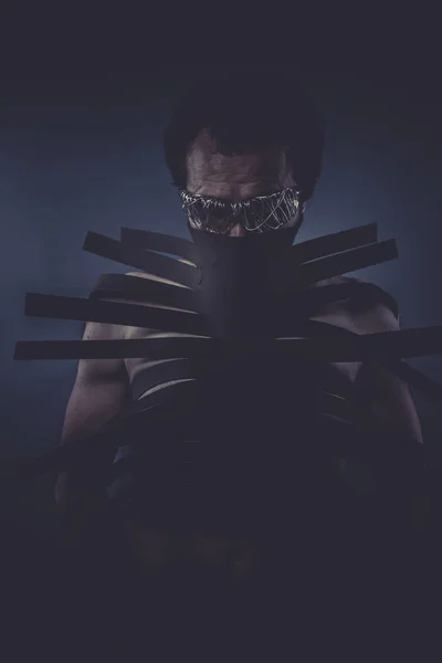 Man in suit made with black strips — Stock Photo, Image