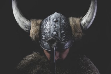 Viking warrior with helmet clipart