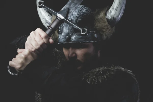 Viking warrior with helmet — Stock Photo, Image