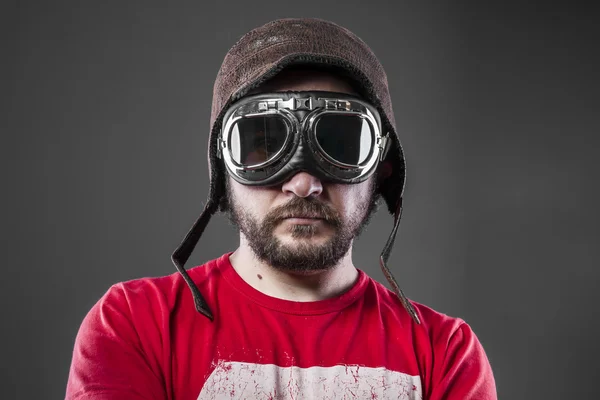 Man with aviator hat and sunglasses — Stock Photo, Image