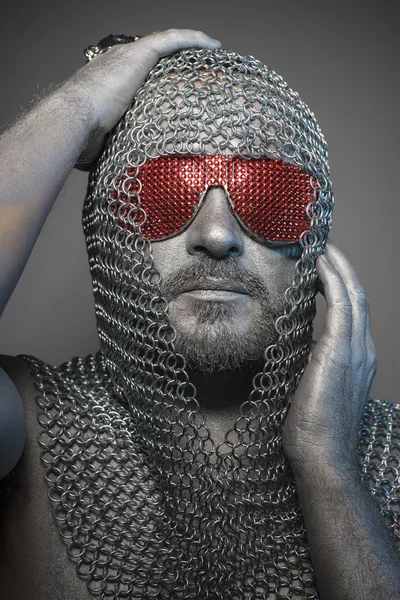 Man in chain mail — Stock Photo, Image