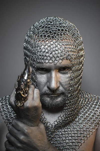 Man in chain mail — Stock Photo, Image