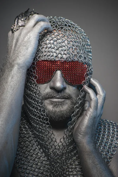 Man in chain mail — Stock Photo, Image