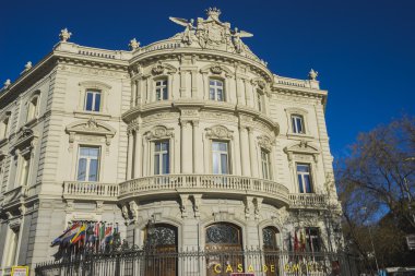 linares facade of the palace in  Madrid clipart