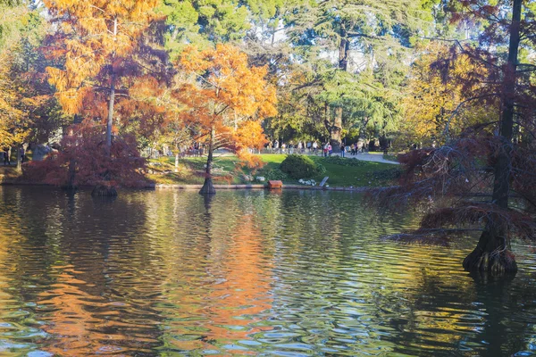 Пейзаж, озеро с отражениями на воде осень — стоковое фото