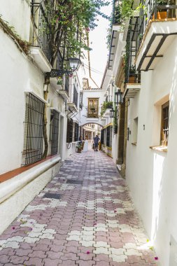 Dar sokaklarda çiçek Balkonlu