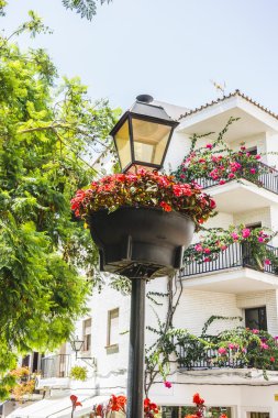 Geleneksel Endülüs sokakları çiçekli