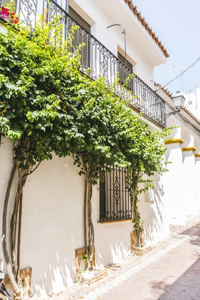 Ruas andaluzas e varandas com flores — Fotografia de Stock