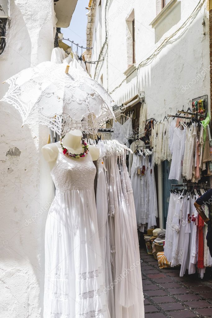 traditional Andalusian street clothing stores in Marbella, Andal