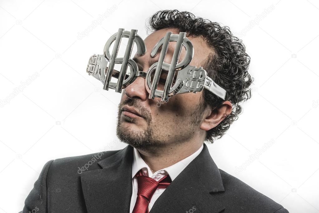 businessman wearing funny  glasses