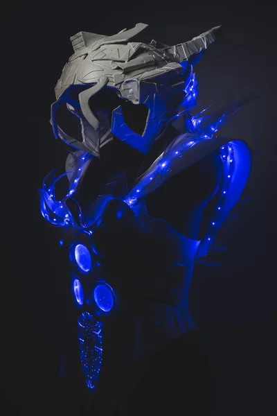 青いライトでロボット宇宙服 — ストック写真