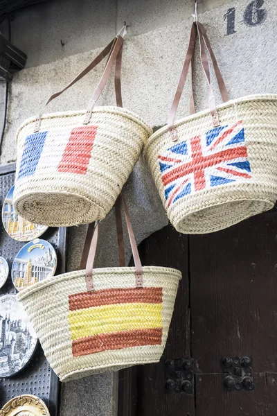 Wicker baskets at a street stall in Spain — Stock Photo, Image