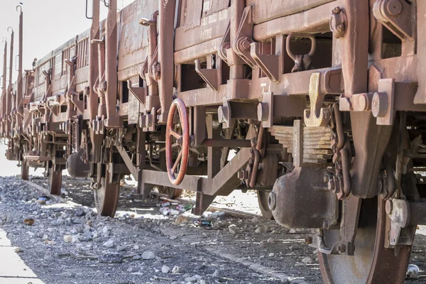 Oude goederentrein, metalen machines details — Stockfoto